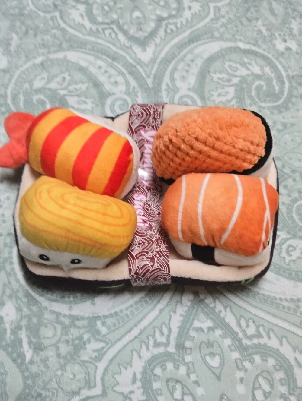 Vibrant Cozy Buddy Plush Dog Toy - Blue, Brown, White